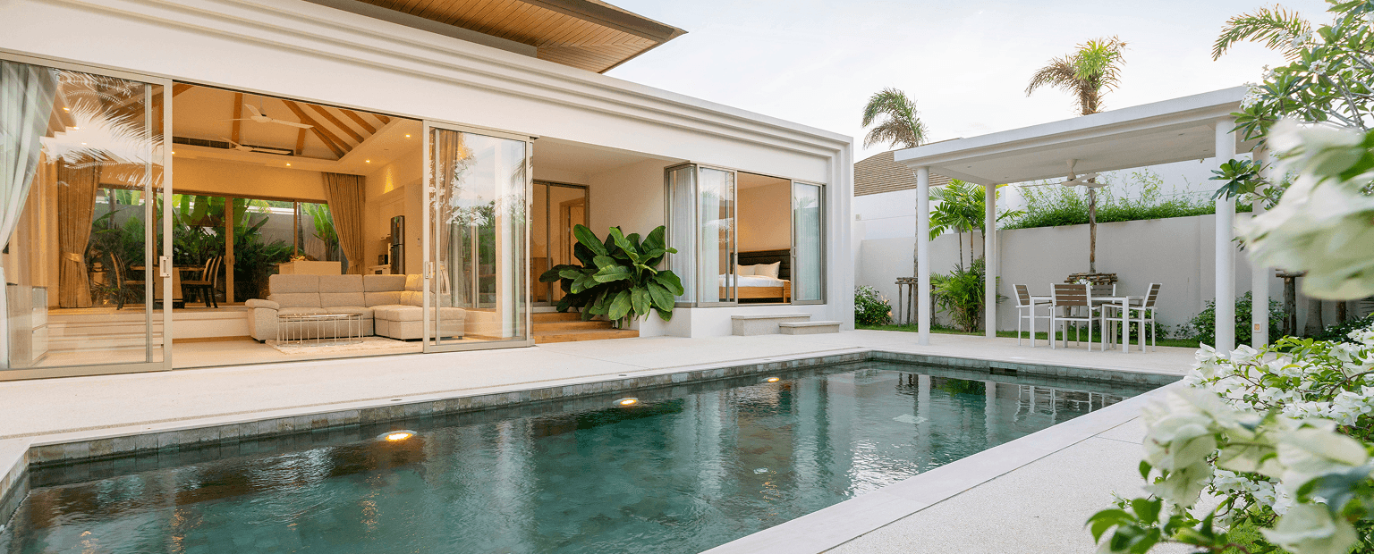 Luxury villa with a swimming pool and outdoor area